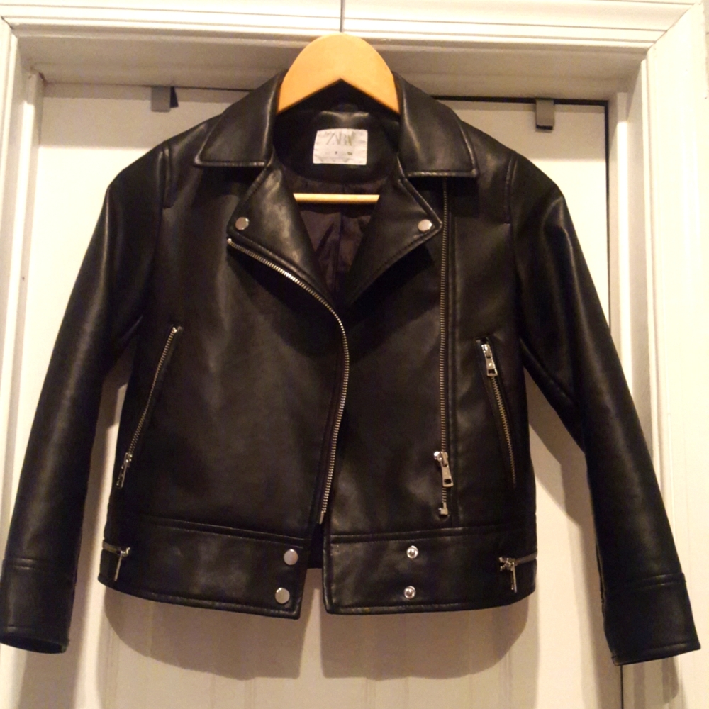 Zara Faux Leather Biker Jacket Girls Size 9